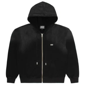 BLACK WASHED METAL RIVET HOODIE