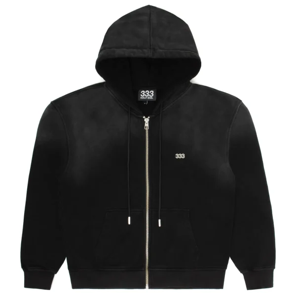 BLACK WASHED METAL RIVET HOODIE