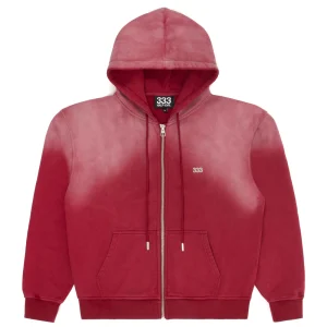 RED WASHED METAL RIVET HOODIE